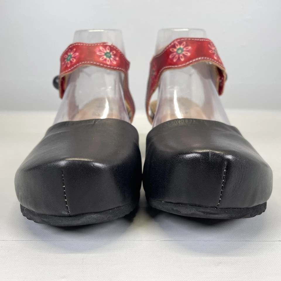 L'Artiste Spring Step Glovely Wedge Sandals Womens Size 40 Black Leather Shoes - Image 3 of 4