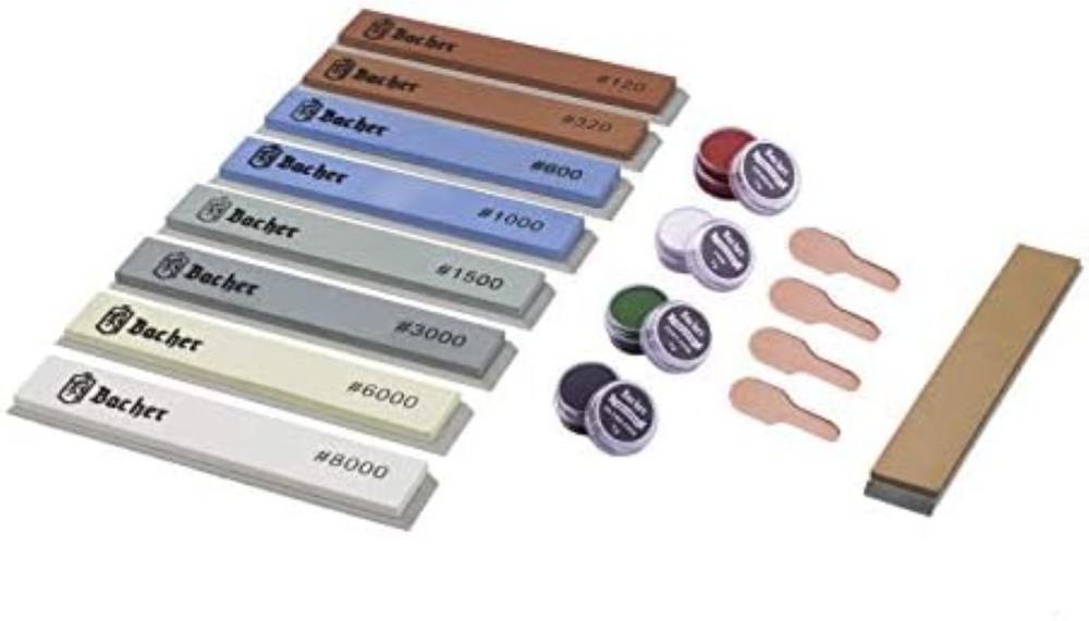 Set 8 Pietre Affilatura Bacher #120-8000 Corindone | Affilacoltelli Professionale