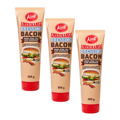 3x Kavli American Bacon Dressing 230g Swedish Burger Sauce Speck Gewürz