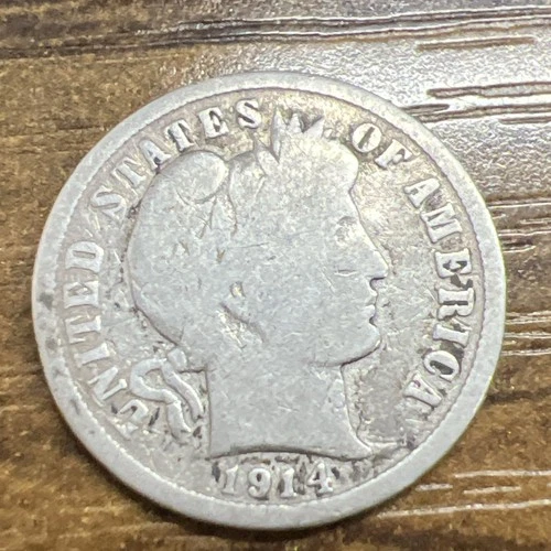 1914-D BARBER LIBERTY DIME - Actual Coin Good Readable Date & Mint