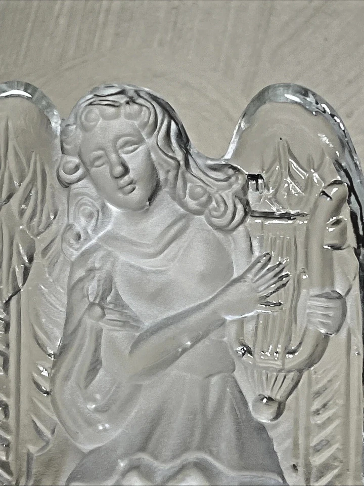 透明磨砂铅水晶玻璃天使带竖琴缠绕烛台圣诞节 — 第 3/3 张图片