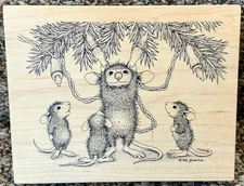 NEW Stampa Rosa House Mouse BRIGHT IDEA Rubber Stamp Christmas