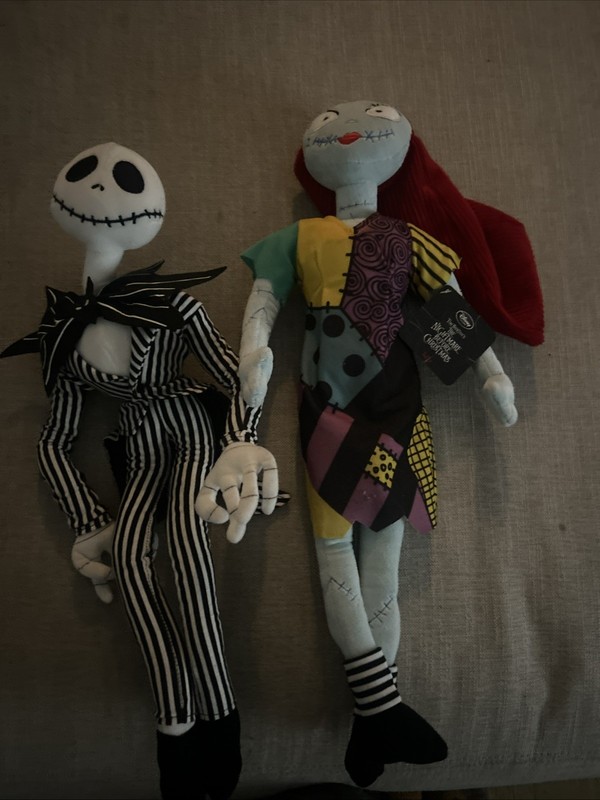 Disney Nightmare Before Christmas Jack Skellington 27” & Sally 21” Plush NWT
