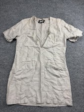 Reformation Tunic Dress Womens Small Beige Linen V Neck Pockets Made USA