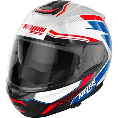 NOLAN N100-6 SURVEYOR WEISS ROT BLAU GLANZ MODULAR KLAPPHELM VORNE MOTORRADHELM