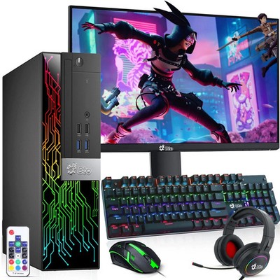 BTO SFF RGB Gaming PC i7 6th 32GB RAM 1TB SSD 2TB HDD New 24'' LED NVIDIA Win 11