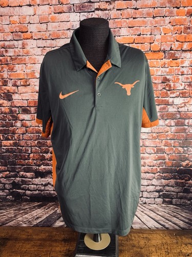 Herren Nike Dri-Fit UT Texas Longhorns Polo dunkelgrau/orange Poloshirt XL EUC!