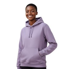H M hooded fleece sweatshirt Women Medium/violet/drawstring hood, pouch pocket