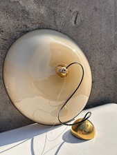 Lampadario vintage anni ‘50 in vetro incamiciato beige e bianco diametro
