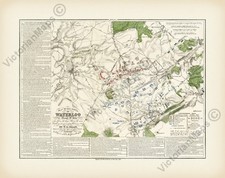 Antique map WATERLOO BATTLE plan Craan 1816 wall art print poster Mt St John