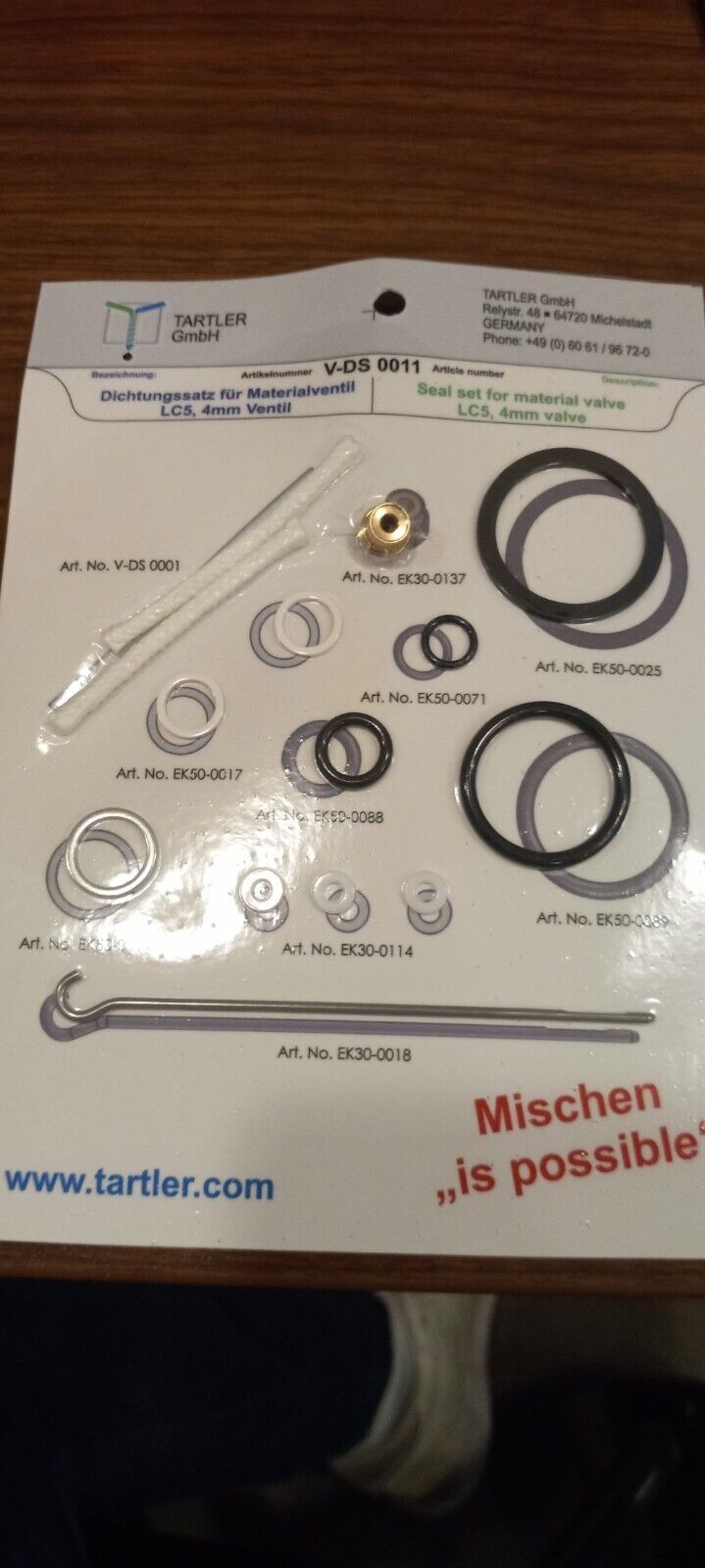 Tartler GmbH V-DS 0011 Seal Set For Material Valve LC5 4mm Valve