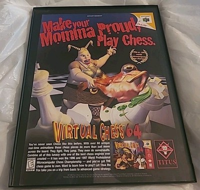 Virtual Chess 64 Video Game Nintendo Print Ad 1998 Framed 8.5x11 