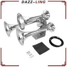 Huge Train Air Horn 3 Trumpets Truck Horns Kit 152db Super Loud Sound 12v24v