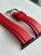 22mm RED STRAIGHT EDGE Caoutchouc Apple Watch Strap/Adaptors 42-44-45mm