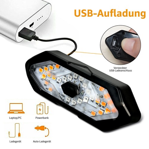 USB Bicycle Turn Light Wireless Indicator LED Bike Rear Tail + Remote Control AU - Picture 4 of 11