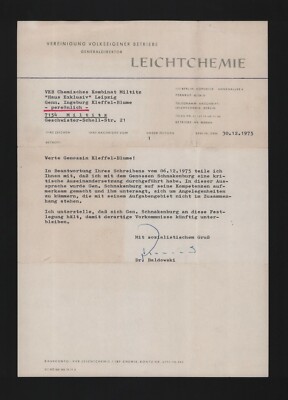 BERLIN-KÖPENICK, Brief 1975, VVB Leichtchemie Generaldirektor