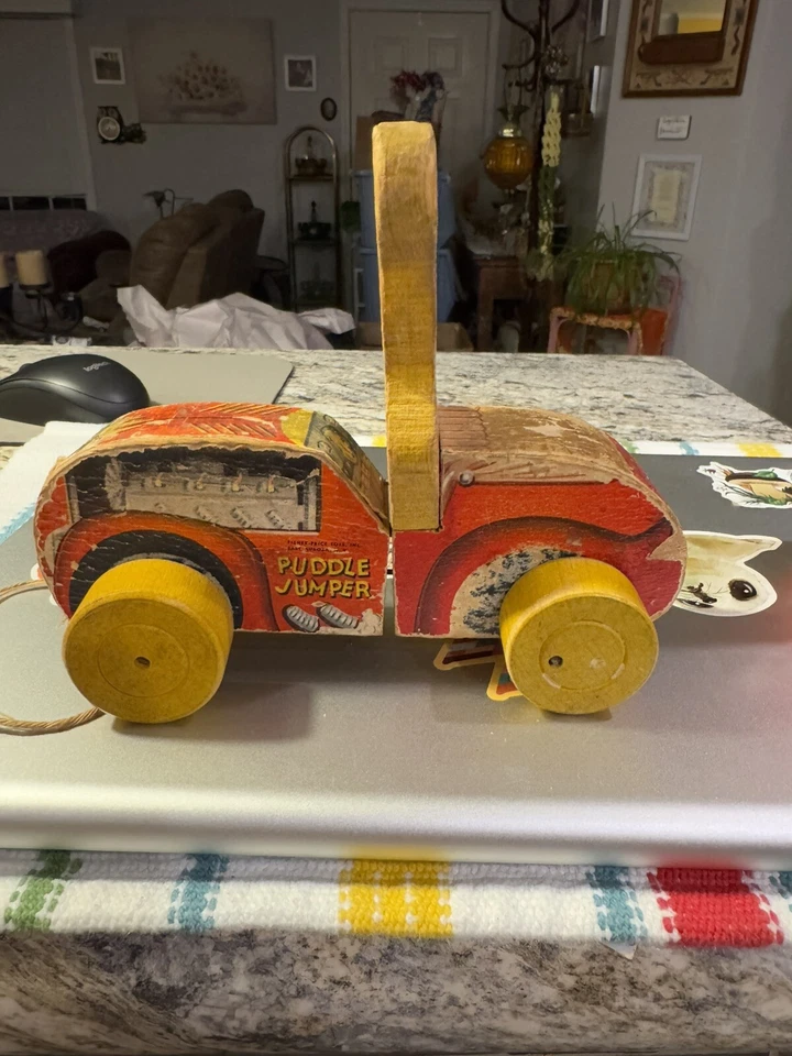 Vintage 1950’s Fisher Price Mickey Mouse Wood Puddle Jumper Car - Image 2 of 4