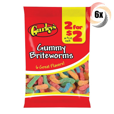6x Bags Gurley's Gummy Briteworms Assorted Flavor Candy | 3oz | Fast Shipping