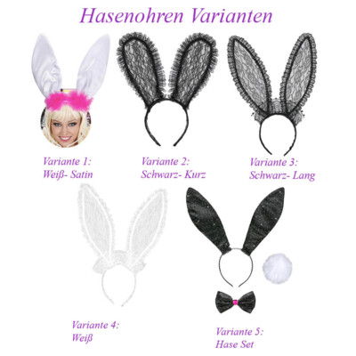 Hasenohren Haarreif Mit Spitze | Schwarz/Weiß | Für Halloween & Karneval | Erwachsene & Kinder
