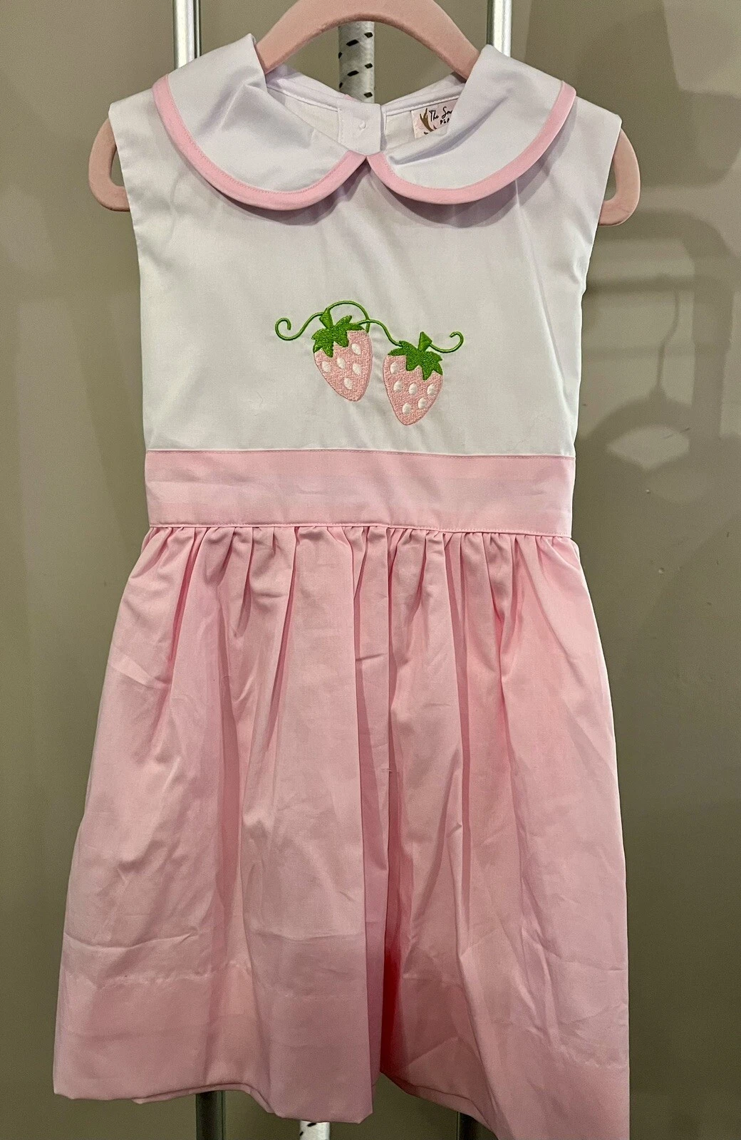 NWT The Smocking Place Pink Strawberry Embroidered Sundress- Girls 5
