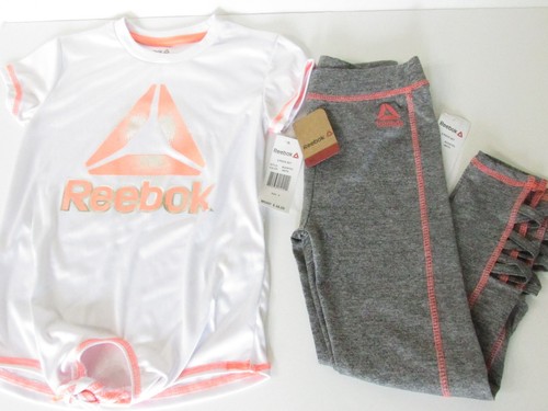 Reebok 2 pc Set: Short Sleeve Graphic Shirt and Criss-Cross Ankle Legging NEW - Picture 3 of 28