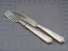 sch&ouml;nes Fischbesteck Simon Grothe D&auml;nemark 1900 Silber Keltischer Drachen