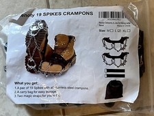 Henoty Ice Crampons 19 Picos Botines de Hielo para Botas Antideslizante Zapato Cubierta Talla L