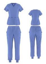 Scrub House - blue Scrub Set medium Womens contour fix Scrubs Set Top and Pants