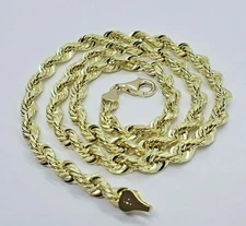 Authentic 10k Solid Yellow Gold D/C Rope Chain Men's Necklace 6mm Size 20"