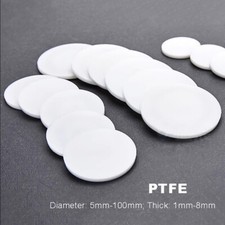 PTFE Scheiben Rund Platte Solide 1/1,5/2/3/4/5/6/8/10mm Dick, &Phi;5mm - &Phi;100mm Dia