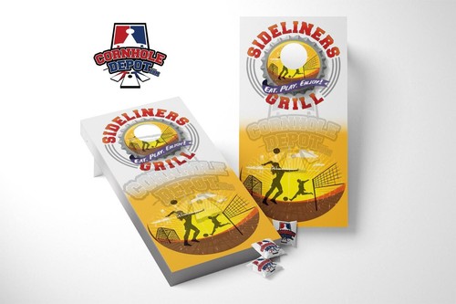 Sideliners Grill Cornhole  Board Vinyl Wrap Laminated Sticker Set Decal - Picture 1 of 5