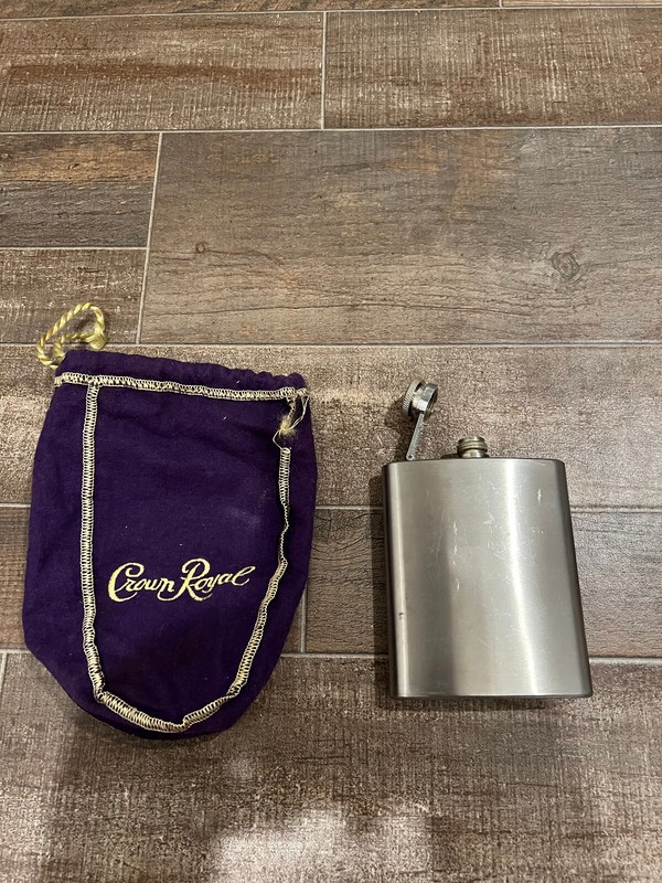 Stainless Steel Flask 7oz/190ml Alcohol Pocket Whiskey and used Crown Royal Bag