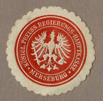 Seal stamp Prussia: Royal PREUSS. GOVERNMENT MAIN TREASURY MERSEBURG