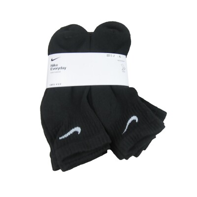 Nike Everyday Cushioned Ankle Socks Black 6 Pack Men's Size
