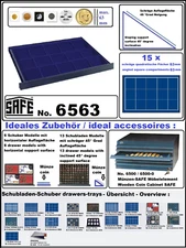 SAFE-6563-Furniture Element-Drawers-15-Square-Compartments-63mm For Coin Holders 50x50mm