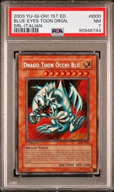 Yu-Gi-Oh! PSA 7 Drago Toon Occhi Blu #SDM-1000 Prima Edizione 2003 Italiano - Immagine 2 di 3