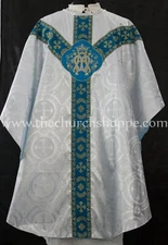 METALLIC SILVER GOTHIC CHASUBLE  and stole set casula casel casulla, AM