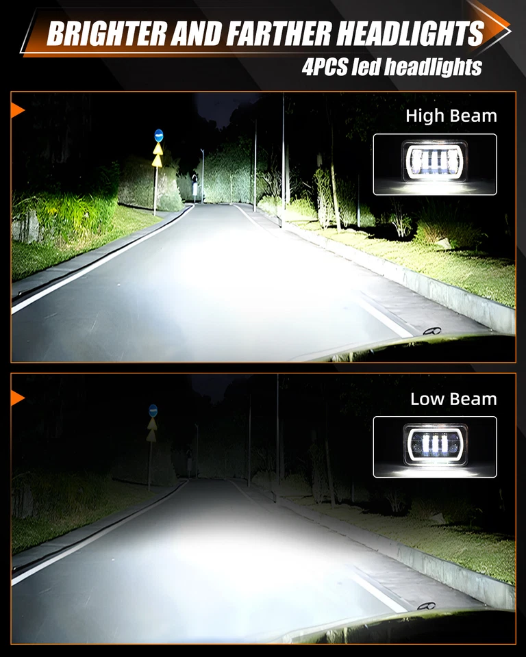 Faros LED 4x6'' 90W haz sellado alto-bajo para Peterbilt Kenworth T800 W900 4 un. Foto 4 de 4