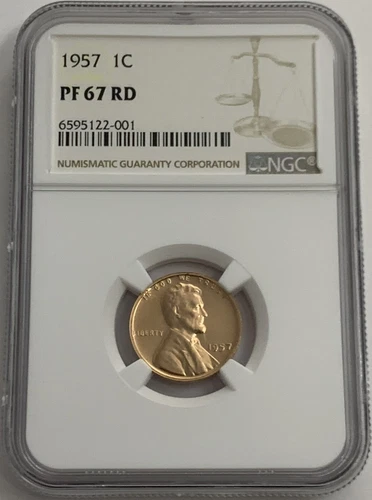 1957 NGC PF67 RD Proof Lincoln Wheat Penny 1c One Cent White Label