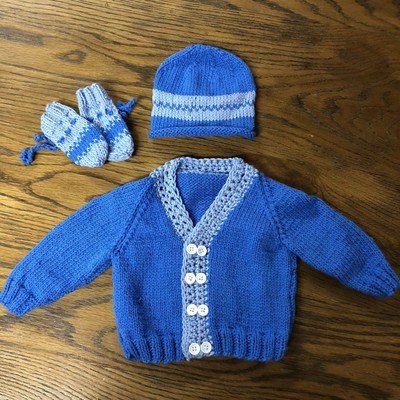 baby boy knitted cardigan and hat