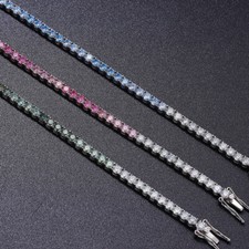 3mm Real Moissanite Tennis Chain Bracelet 925 Sterling Silver Pass Tester Hiphop