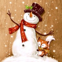 20 Servietten Cheery Snowman Fuchs Tiere Schneemann Winter Weihnachten 33X33Cm