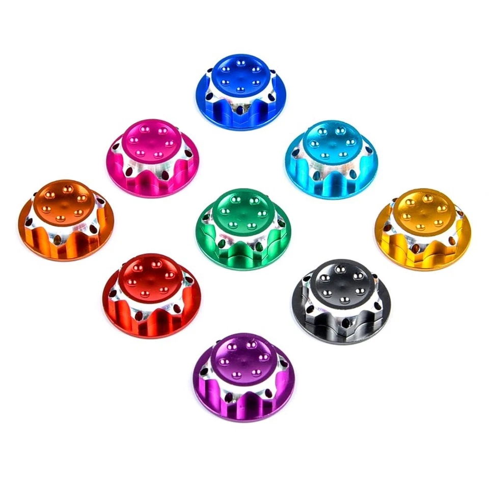 4 PIEZAS Cubierta de cubo de rueda de aleación Cubierta antipolvo Adaptador de tuerca hexagonal para 1/8 RC Modelo de coche Foto 2 de 4