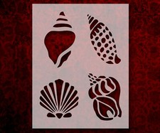 Various Sea Shells Option 1 Stencil Reusable 8.5 x 11 Inches for Painting