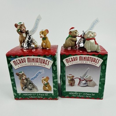 Hallmark Merry Miniatures Hershey's 2 Mice Collection Of Charms 4 Pcs 1997 1998