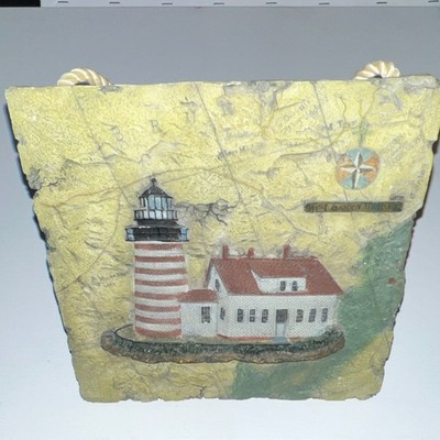 LIGHTHOUSE WEST QUODDY HEAD, ME Nautical 3D Resin Plaque Wall Decor