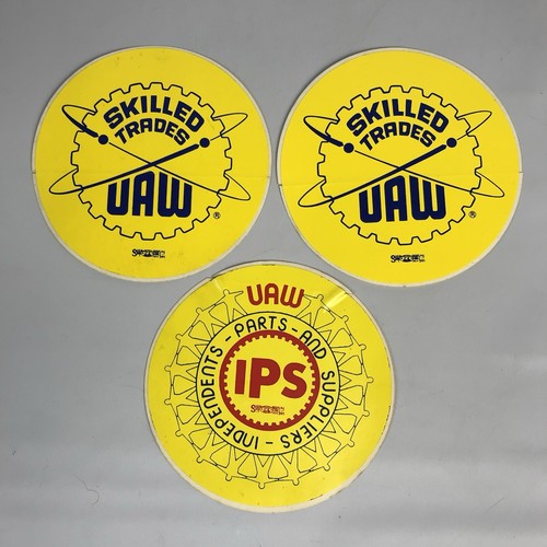 Vintage United Auto Workers UAW Union Bumper Sicker Decal Lot Skilled Trades IPS