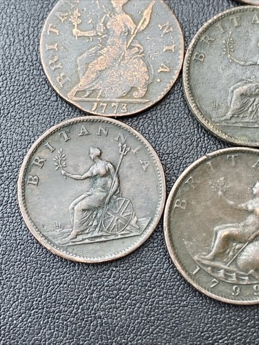 George III Half Penny Coins (6) 1772 1773 1775 1799 Georgian Copper Lot 17810 - Picture 10 of 11