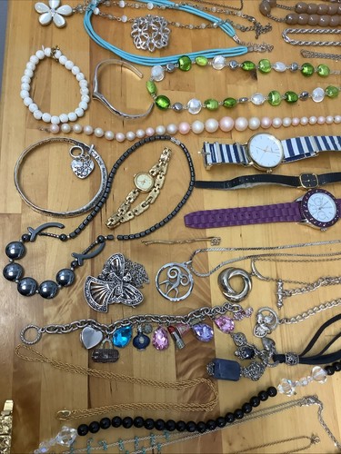 Lote de joyas patrimoniales vintage perlas varias piedras preciosas rellenas de oro de .925 - Imagen 10 de 11