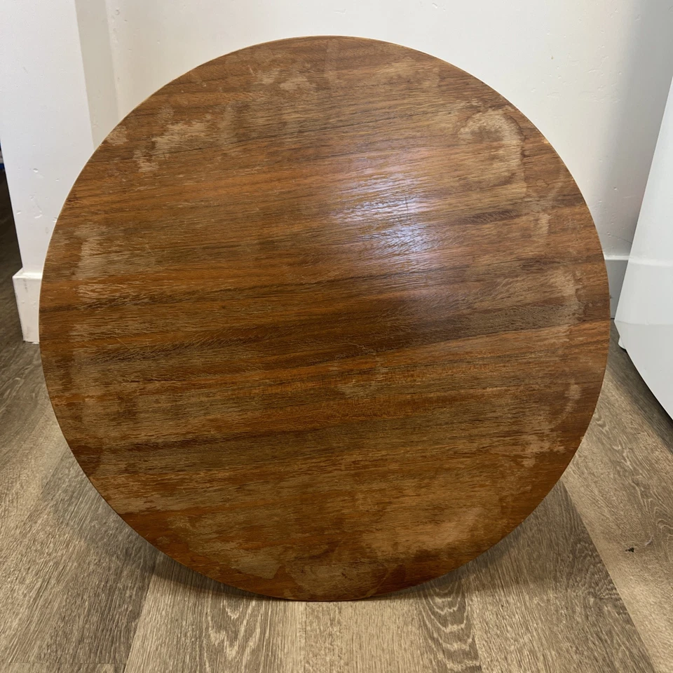 Mesa auxiliar redonda MCM Heritage Henredon patas cónicas hiladas MID CENTURY MODERNA Foto 3 de 4